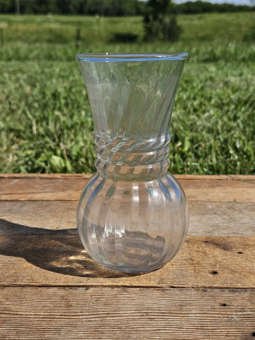 Vintage Clear Swirl Vase 6.5